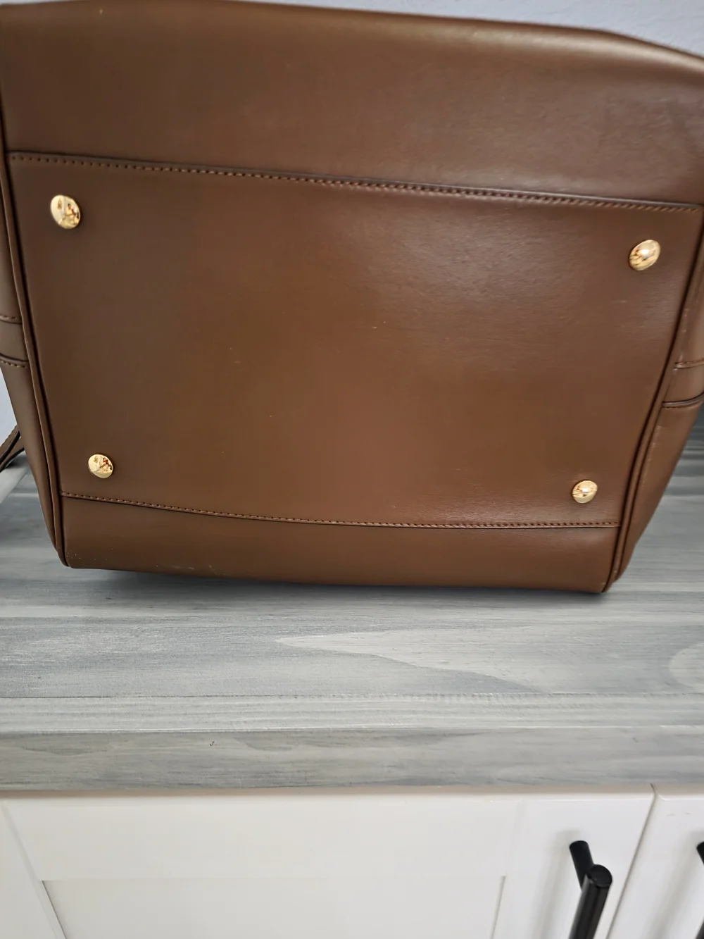 BURBERRY Designer Brown Leather Tote with Red Accent Front Panel